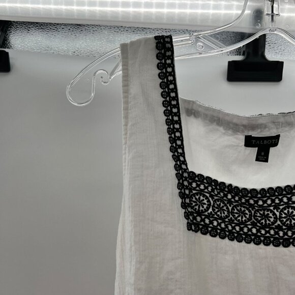 Talbots Women's Sleeveless Belted Shift Dress White/Black Size 8 - Picture 3 of 9